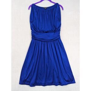 Express Dress Royal Blue Blouson Mini Dress Womens Size Medium Silky Sleeveless